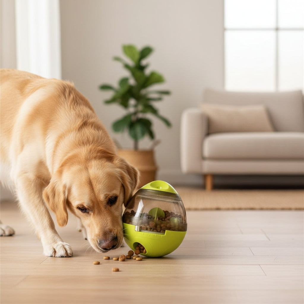 Pelota huevo dispensadora de comida interactiva para perros y gatos